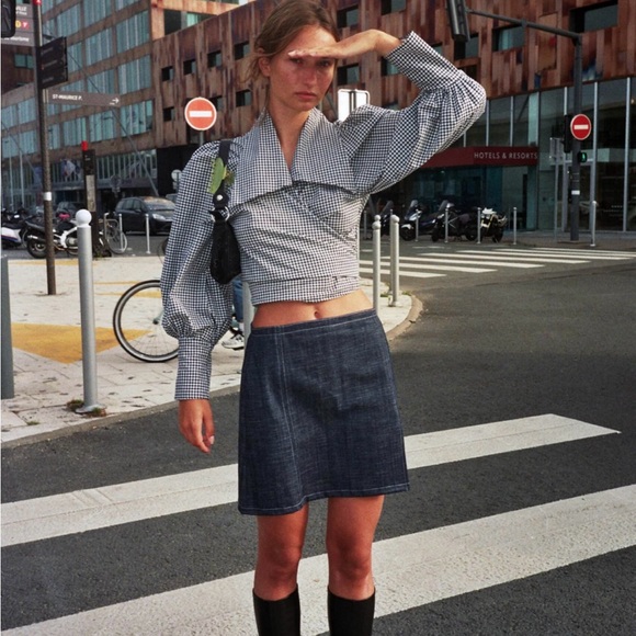 Maison Cleo - Julie - Black Gingham Blouse - Size 36 (S) - ASO Emily Ratajkowski - Picture 10 of 16